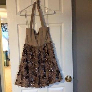 Alice and Olivia brown halter with sequin bottom size 6